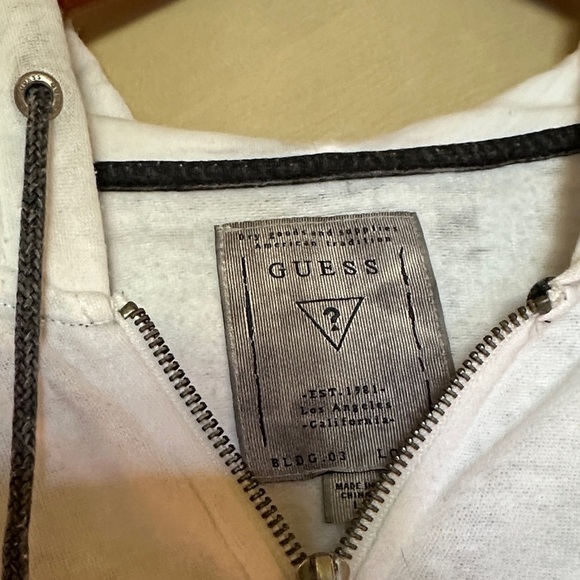 Guess White Cropped Zip-Up Hoodie - Picture 2 of 4